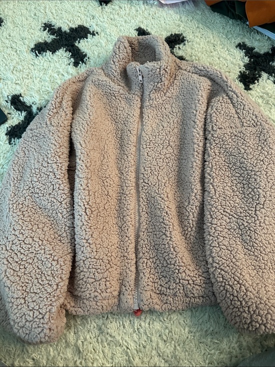 Urban Outfitters Jackets & Blazers - Urban Outfitters Taupe Teddy Sherpa Zip Jacket